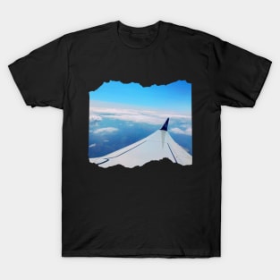 Plane window view Photography design with blue sky and ocean sea nature lovers T-Shirt